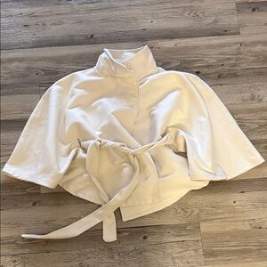 Cream Button-Up Cape with Belt